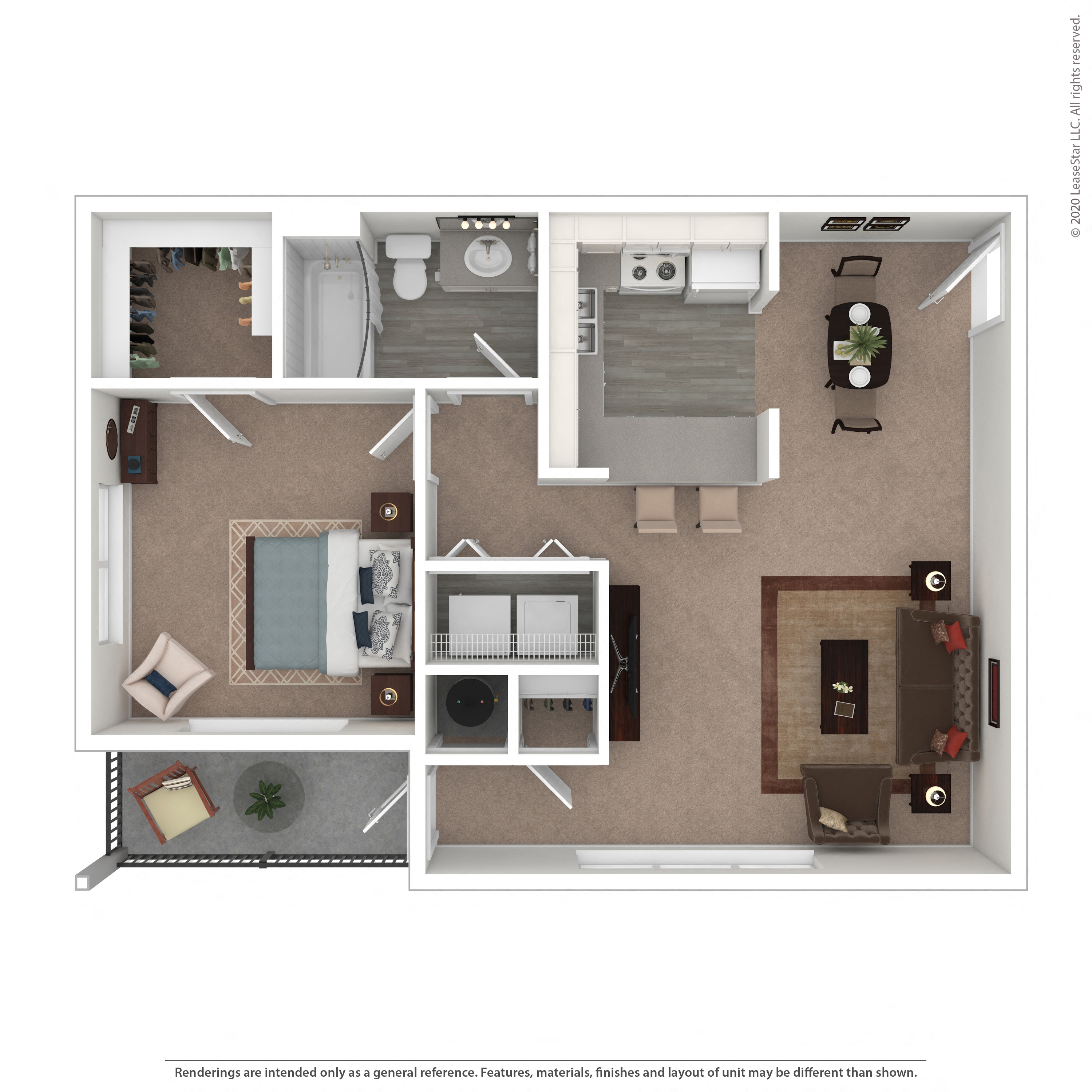 Floor plan for 1 bed, 1 bath, 816 sqft